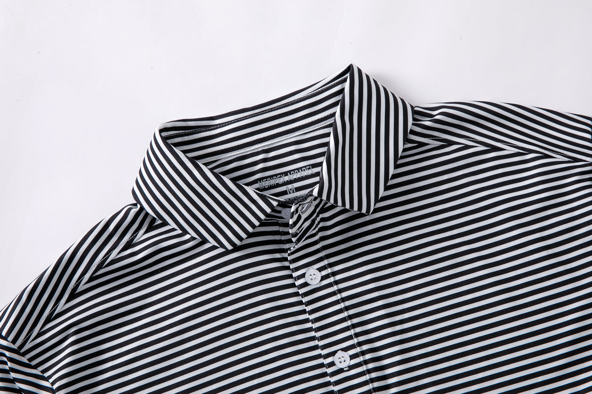 Black & White Stripe Polo – Meripex Apparel